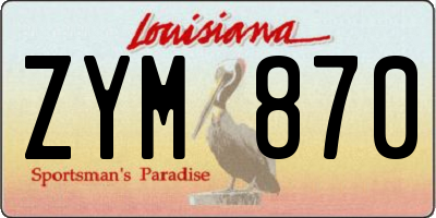 LA license plate ZYM870