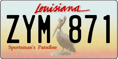 LA license plate ZYM871