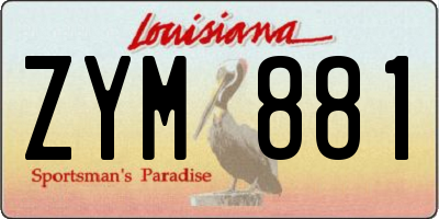 LA license plate ZYM881