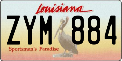 LA license plate ZYM884