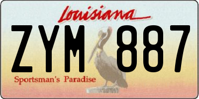 LA license plate ZYM887