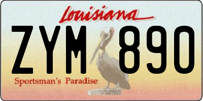 LA license plate ZYM890