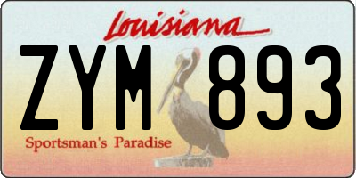 LA license plate ZYM893