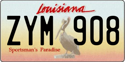 LA license plate ZYM908