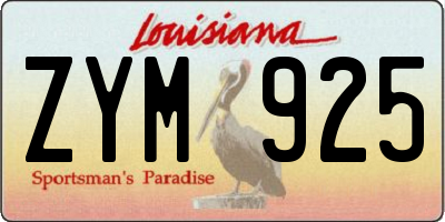 LA license plate ZYM925