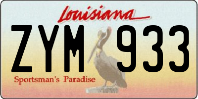 LA license plate ZYM933