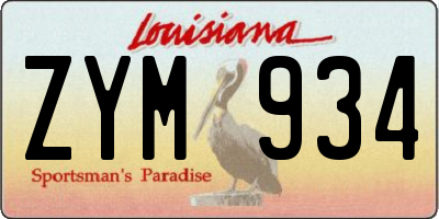 LA license plate ZYM934