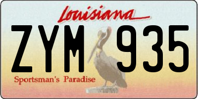 LA license plate ZYM935