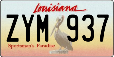 LA license plate ZYM937