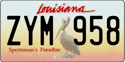 LA license plate ZYM958