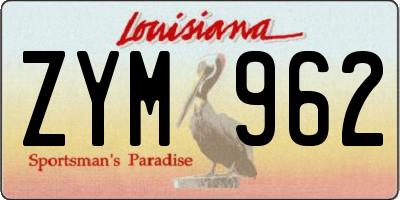 LA license plate ZYM962