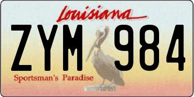 LA license plate ZYM984