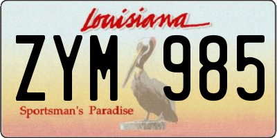 LA license plate ZYM985