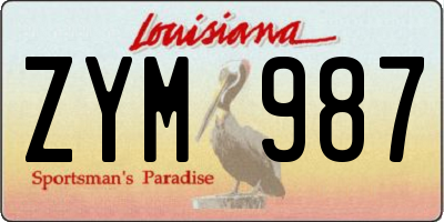 LA license plate ZYM987