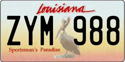 LA license plate ZYM988