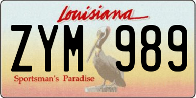 LA license plate ZYM989