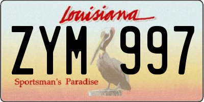LA license plate ZYM997