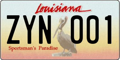 LA license plate ZYN001