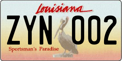 LA license plate ZYN002