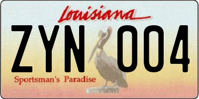 LA license plate ZYN004