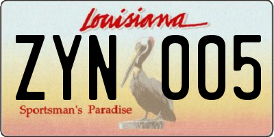 LA license plate ZYN005