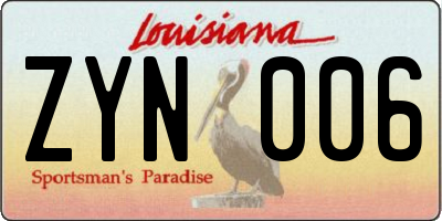 LA license plate ZYN006