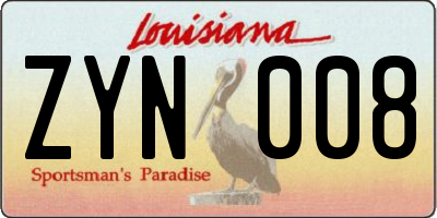 LA license plate ZYN008