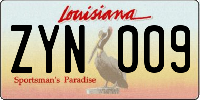 LA license plate ZYN009