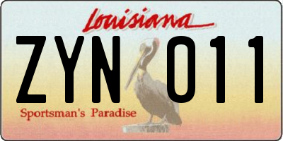 LA license plate ZYN011