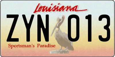 LA license plate ZYN013