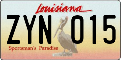 LA license plate ZYN015