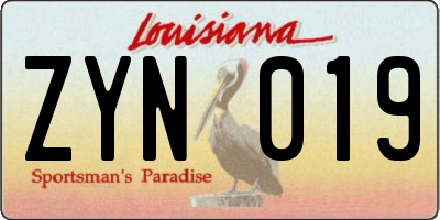 LA license plate ZYN019