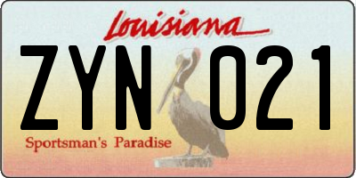 LA license plate ZYN021