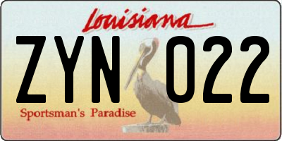 LA license plate ZYN022