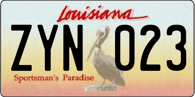 LA license plate ZYN023