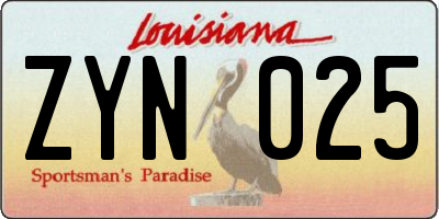 LA license plate ZYN025