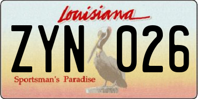 LA license plate ZYN026