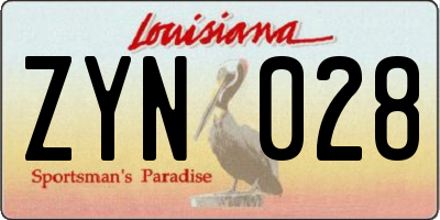 LA license plate ZYN028
