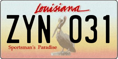 LA license plate ZYN031