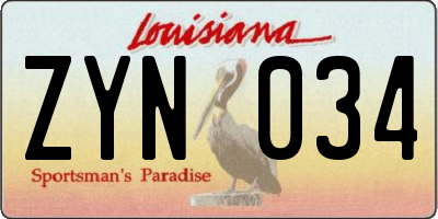 LA license plate ZYN034