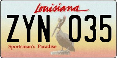 LA license plate ZYN035