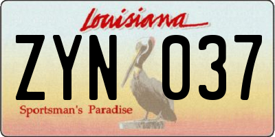 LA license plate ZYN037