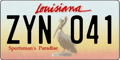 LA license plate ZYN041