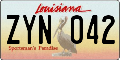 LA license plate ZYN042