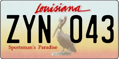 LA license plate ZYN043