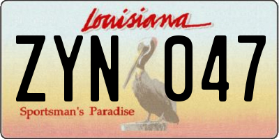 LA license plate ZYN047