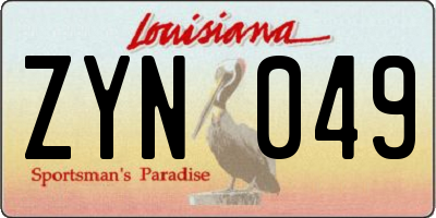 LA license plate ZYN049