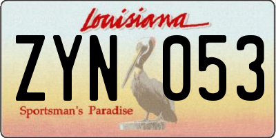 LA license plate ZYN053