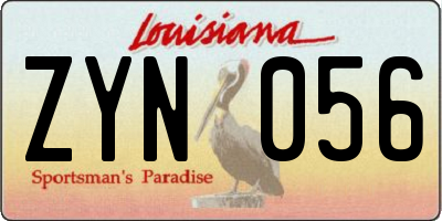 LA license plate ZYN056