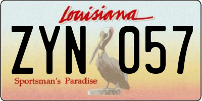 LA license plate ZYN057